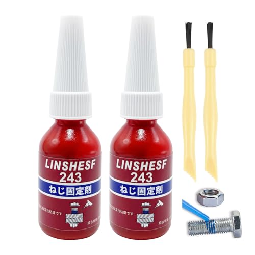 linshesf ネジロック剤 243 中強度タイプ 10ml*2、ねじゆるみ止め剤、タイトボンド 金属 嫌気性接着剤、ネジ止め剤 シーラント、メタルロック接着剤、防錆、耐寒、耐熱、取り外し可能タイプ (中強度)